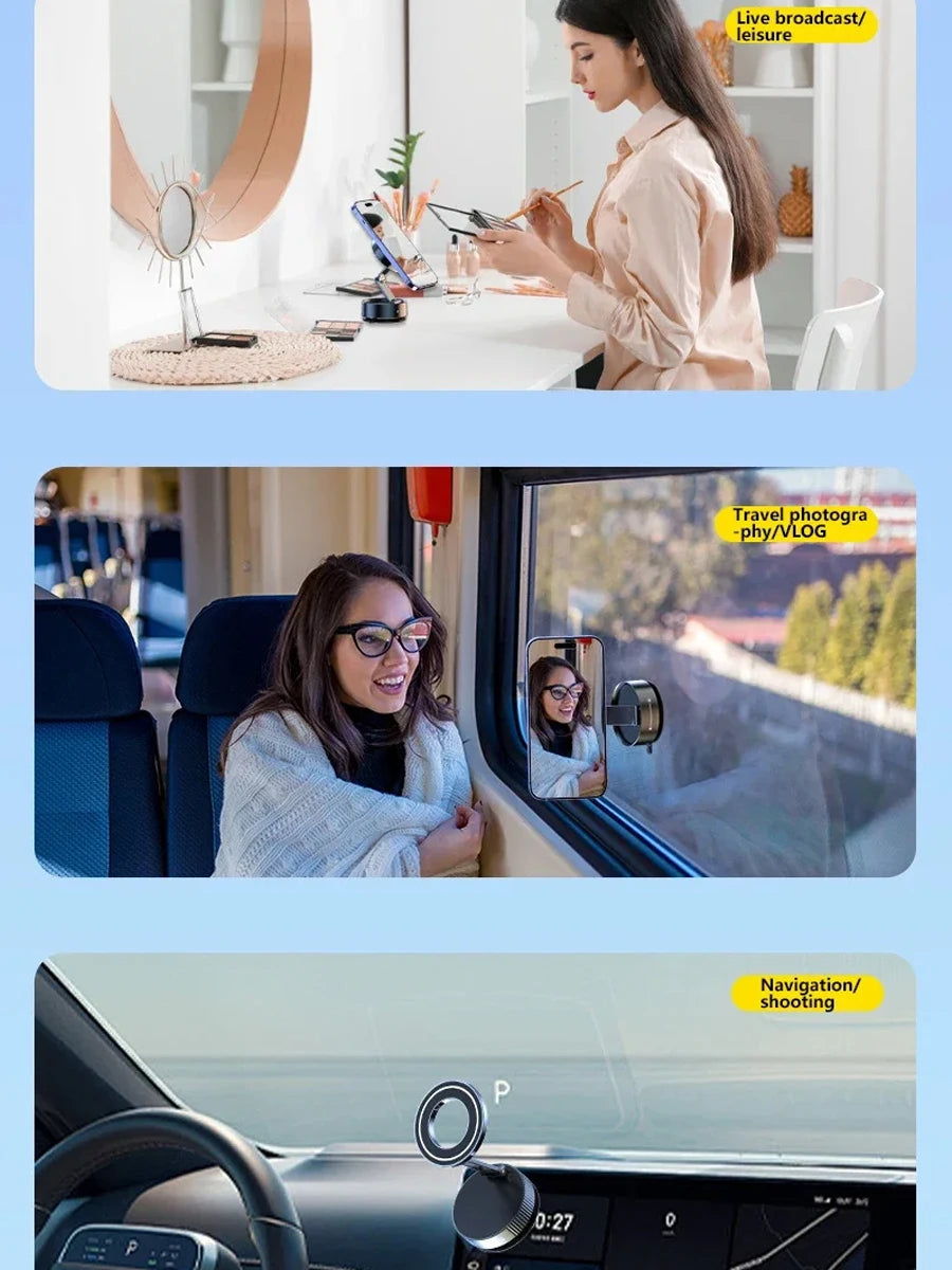 MagSafe Vacuum Suction Phone Mount – 360° Adjustable Magnetic Holder for Car, Mirror, Glass & More